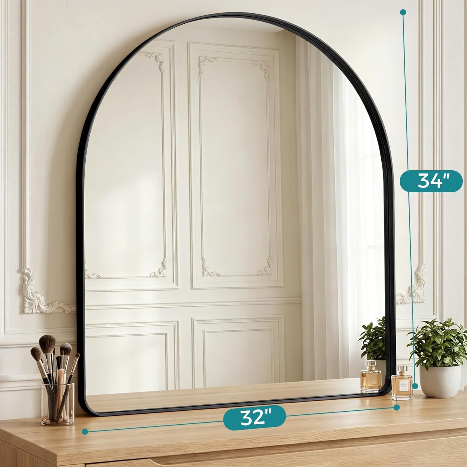 OLIXIS Arched Bathroom Mirror for Over Sink, 34x32 Inch Wall Mirror Arched Round gallery
