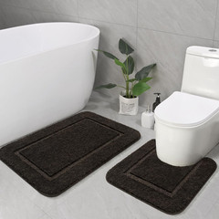 LOCHAS Bathroom Rug Set Brown, Soft Bath Rug Set 2 Piece, Toilet Mat U-Shaped 20
