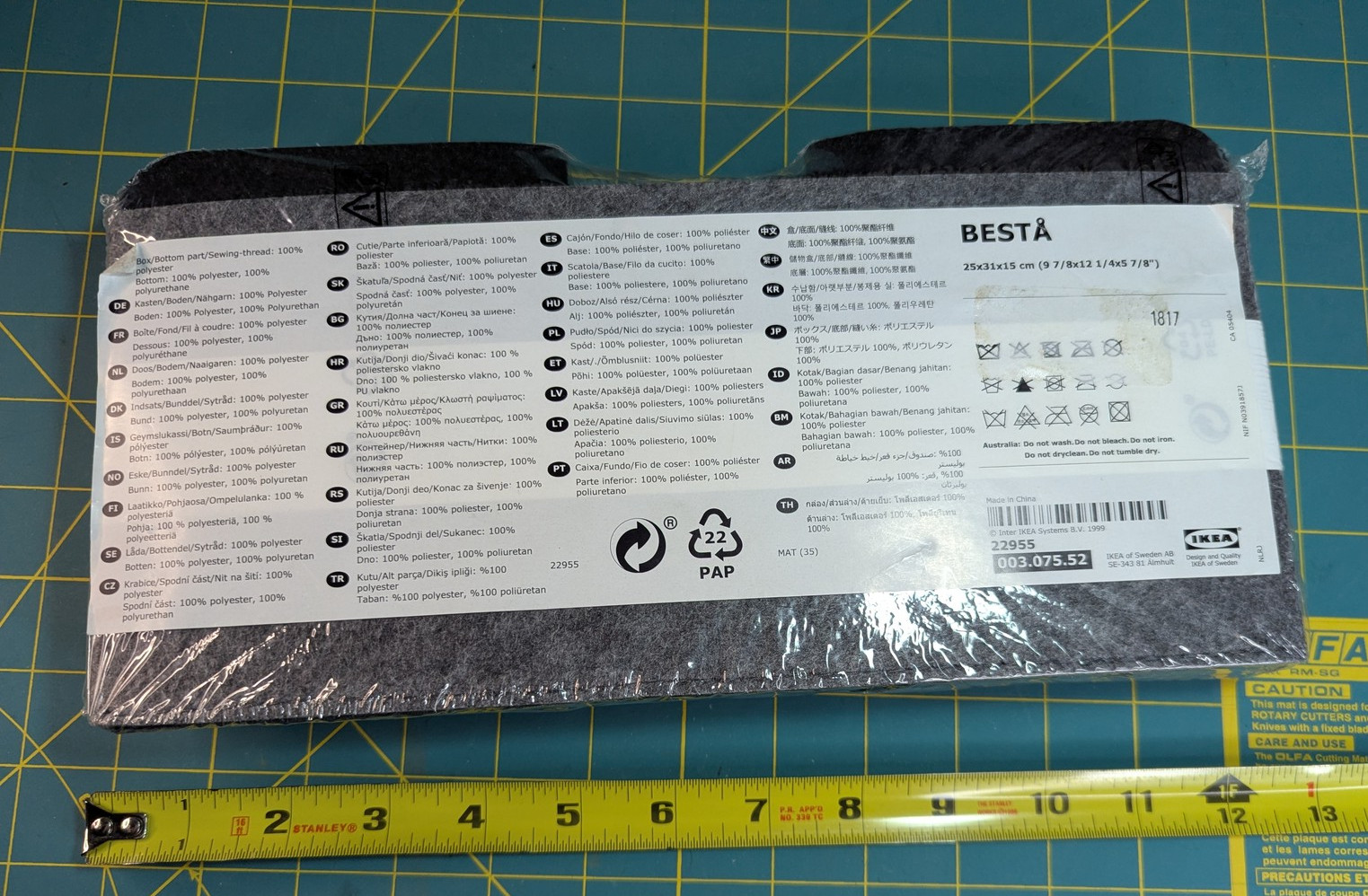IKEA BESTA Felt Box Insert Organizer Storage Tray Dark Grey 9x12x5 NEW 003.075.5 gallery