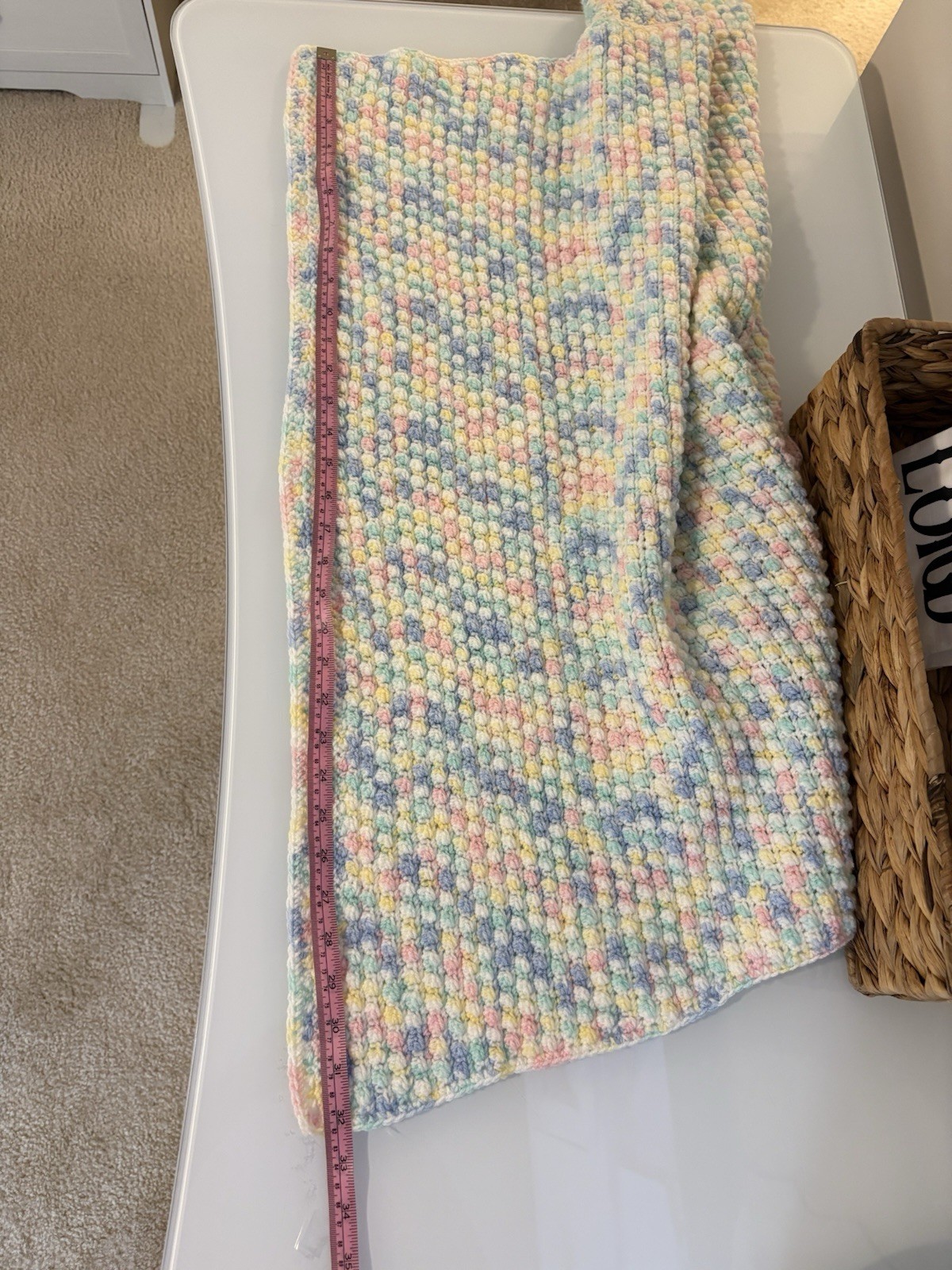 Multicolor Crochet Crib Blanket, Rectangular Unisex Baby 28 x 32 in gallery