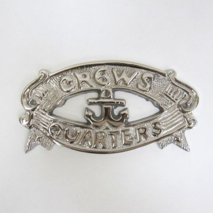 "Crews Quarters" Door Sign - Silver Finish - Nautical Wall Decor - Boat Cabin gallery