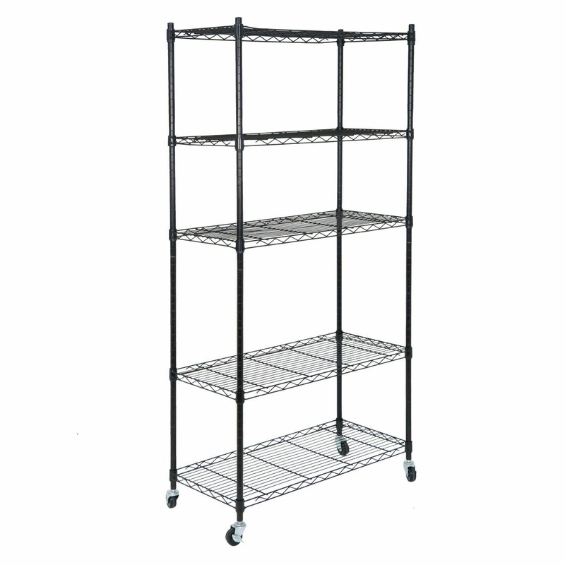 2PCS 5-Tier Shelves Wire Unit Rack Large Space Storage Rolling with 8 Casters gallery