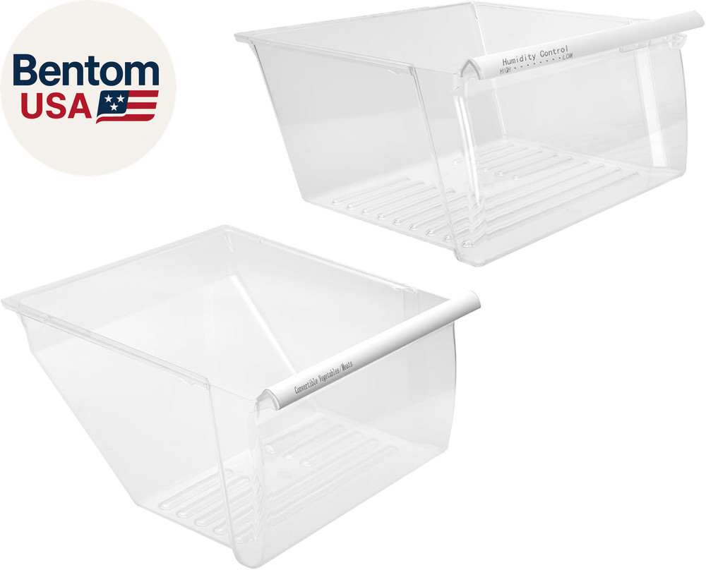[2 PACK]UPGRADED 2188656 (Upper) Refrigerator Crisper Bin & 2188664 (Lower) Frid