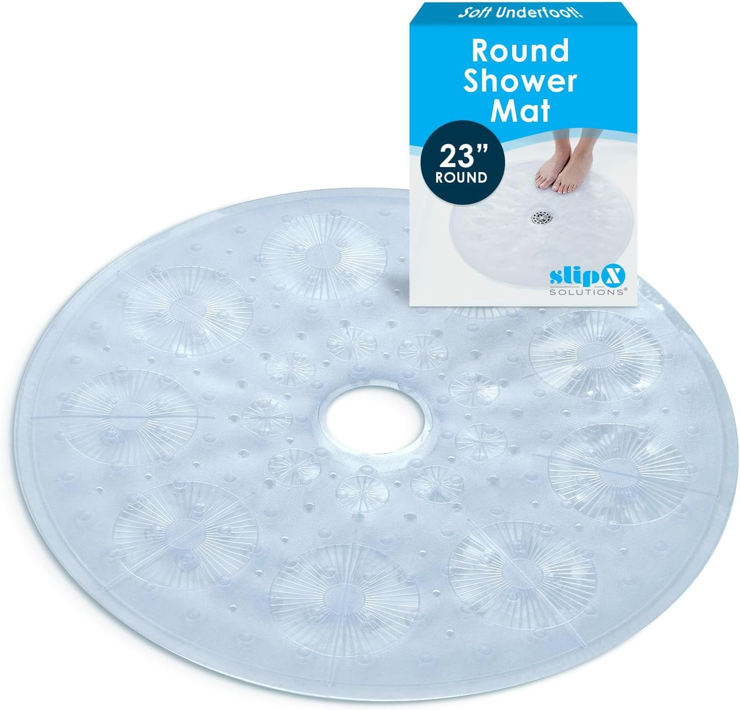 Slipx Solutions Power Grip round Vinyl Standard Shower Stall Mat, 23” Round, Non gallery