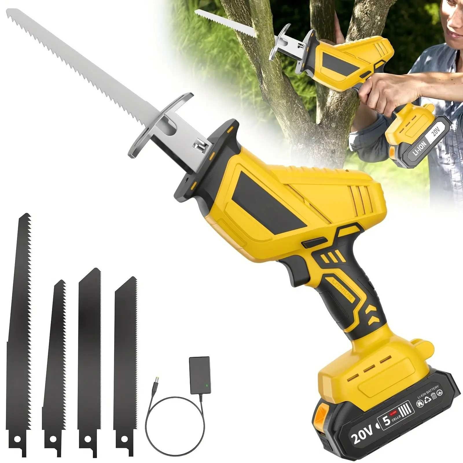 Cordless Reciprocating Saw 20V Brushless Electric Tool 4X Blades 1X Battery gallery