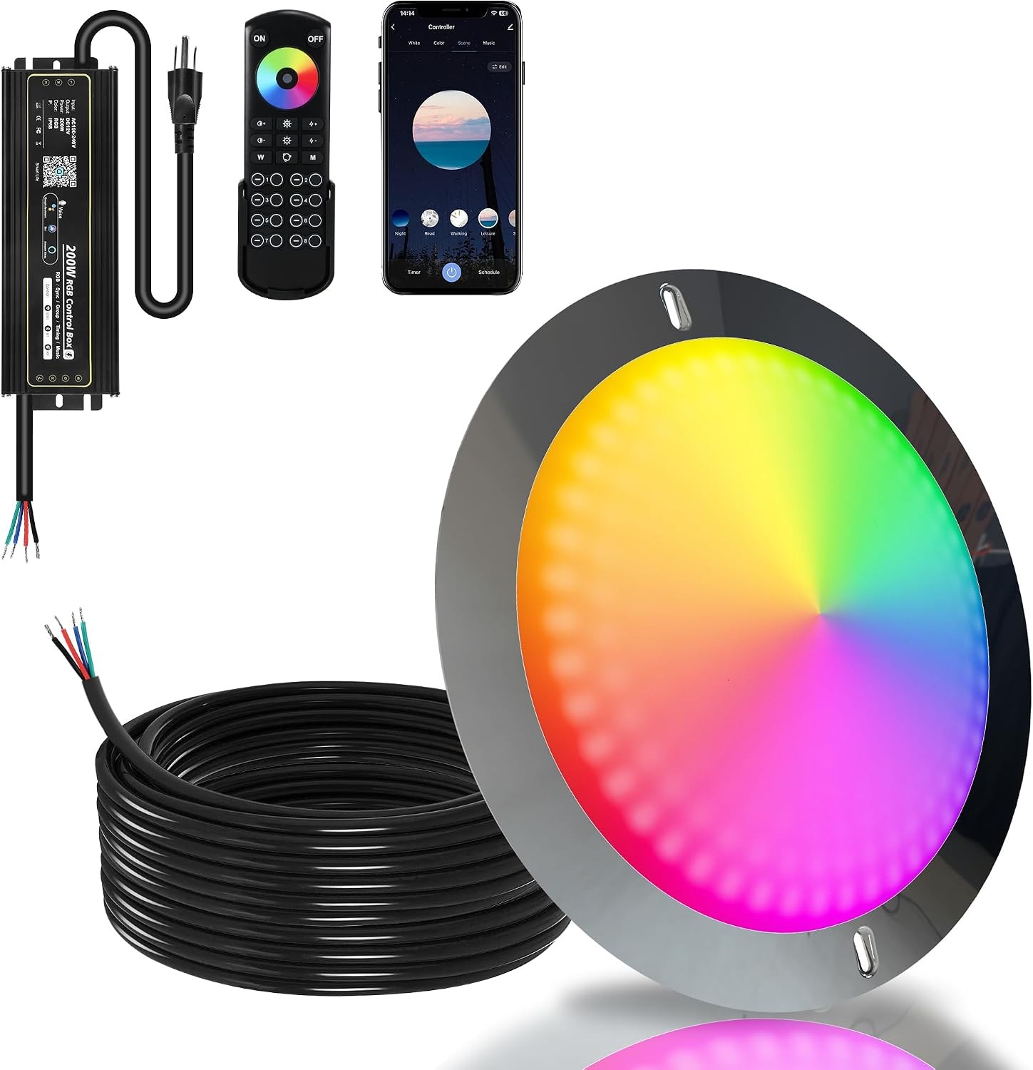 Goldlife P12 LED Pool Light 11in 12000LM 50FT Cord RGB gallery