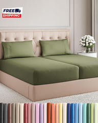 Split King Size 5 Piece Sheet Set Comfy Breathable & Cooling Sheets Hotel Luxury