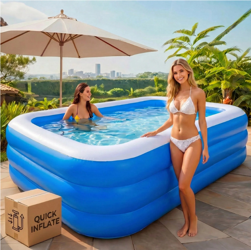 Extra Large Inflatable Swimming Pool Family Backyard PVC Blow Up Pool gallery