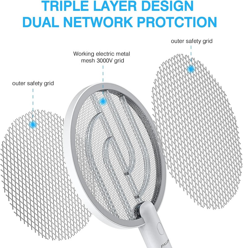 2Pack New Electric Fly Swatter 4000V Bug Zapper Racket,Rechargeable,3-Layer Mesh gallery