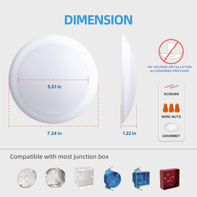 5/6 Inch Dimmable LED Disk Lights, 16.5W Recessed Retrofit Ceiling Downlight, 11 gallery