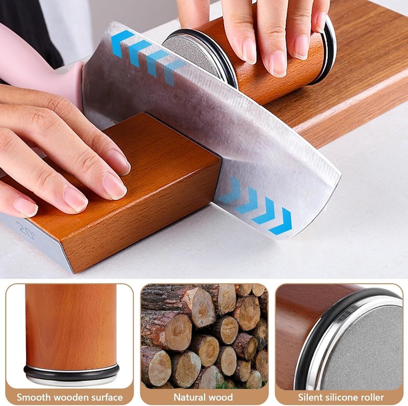 Diamond Rolling Knife Sharpener Straight Edge Sharpening Roller w/ Magnetic Base gallery