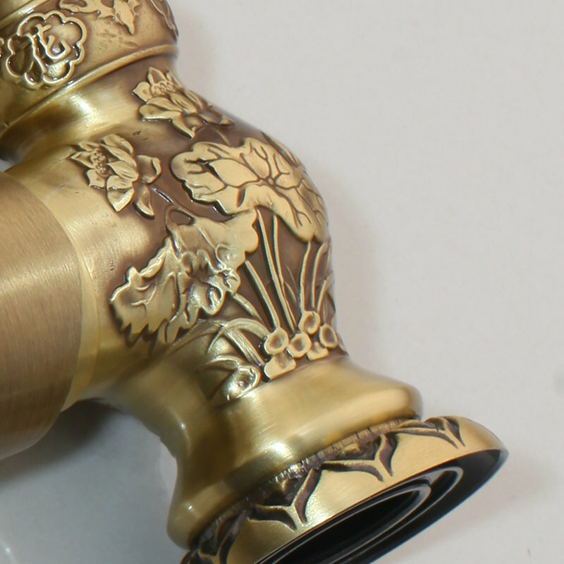 Antique Brass Deck Mount Bathroom Basin Sink Vessel Faucet Mixer Single Hole Tap gallery