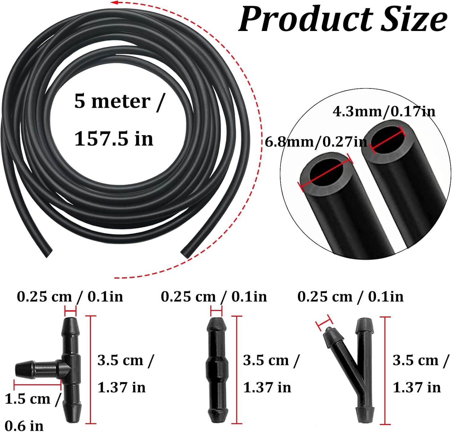 Windshield Washer Hose Kit, 4 Meter Washer Fluid Hose & 12 Pcs Hose Connectors.. gallery