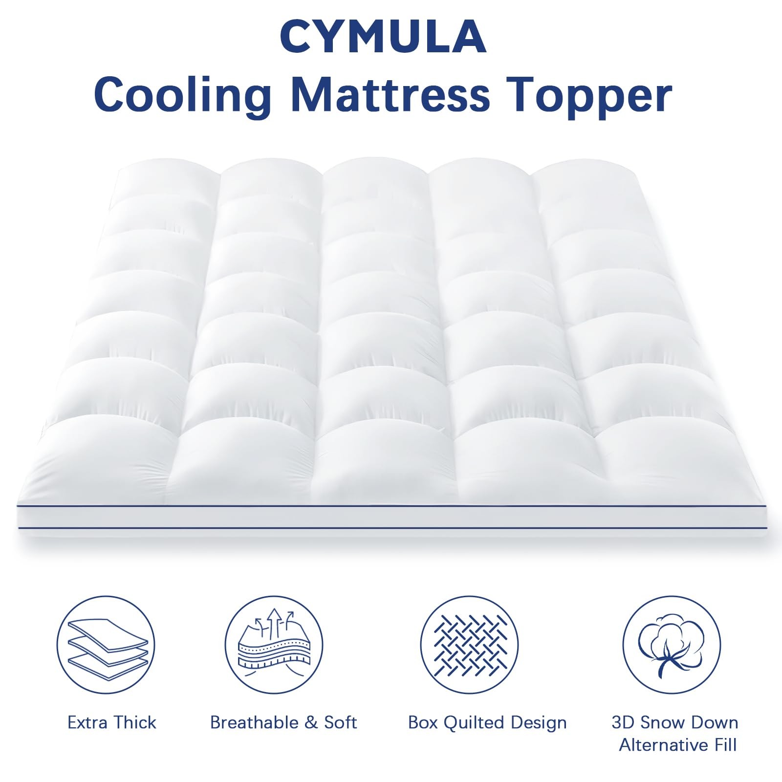 Cymula Short Queen Mattress Topper Cooling Bed Topper For Mattress Thick gallery