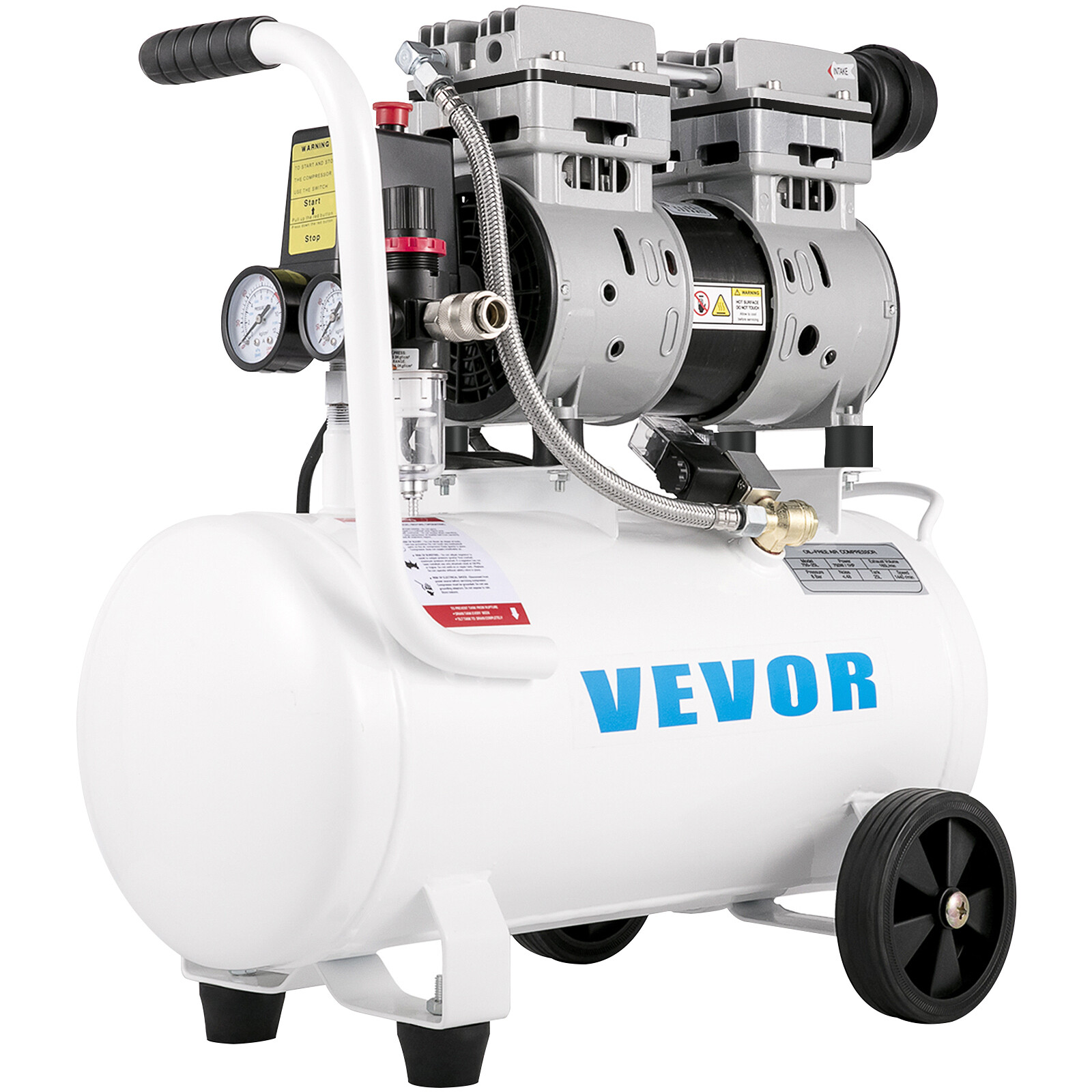 VEVOR 1HP Oil Free Air Compressor 115 PSI w/6.6 Gallon Steel Tank Ultra Quiet gallery