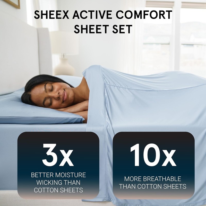 SHEEX Active Comfort Cooling Sheets Queen Pewter 4pc Moisture Wicking Breathable gallery