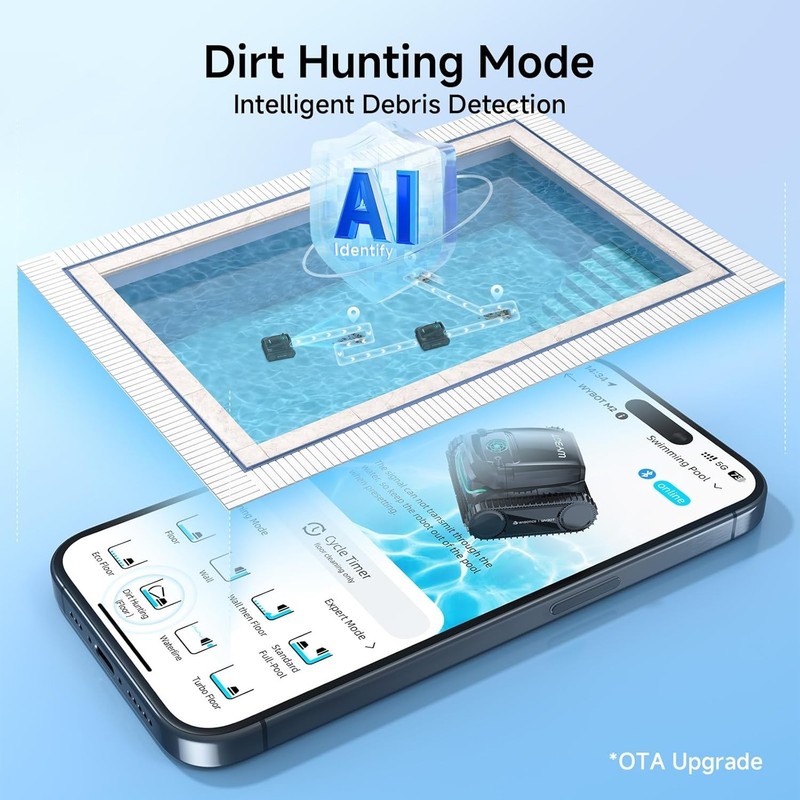 WYBOT M2 AI Pool Cleaner | App Control | 300min/4305sq.ft | 10,000mAh Brushless gallery