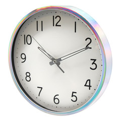 12″ Quartz Iridescent Indoor Wall Clock, Easy Read Large Bold Numbers