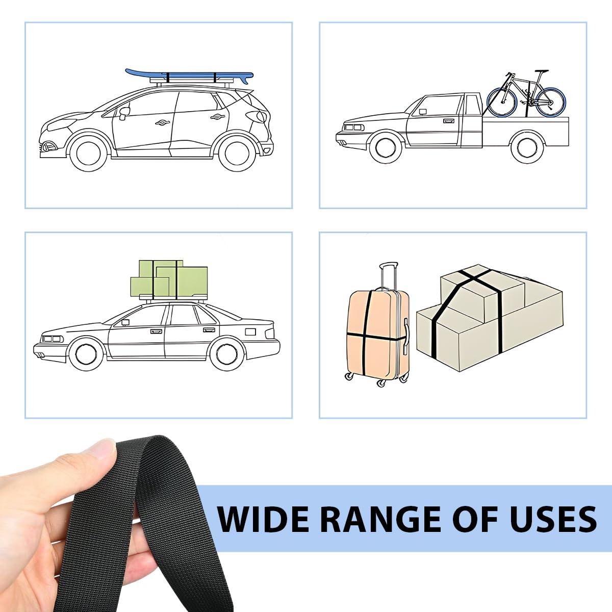 4 Pcs 1 Inch x 13.1Ft Lashing Straps Adjustable Kayaks Tie Down Straps for Cargo gallery