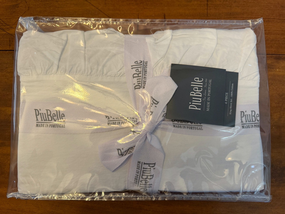 Piu Belle QUEEN Sheet Set 100% Light Gray Cotton Portugal Luxury 4 pc NEW