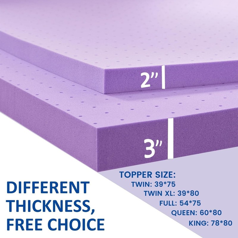 SINWEEK 2 Inch Gel Memory Foam Mattress Topper Ventilated Soft Pressure Relieve gallery