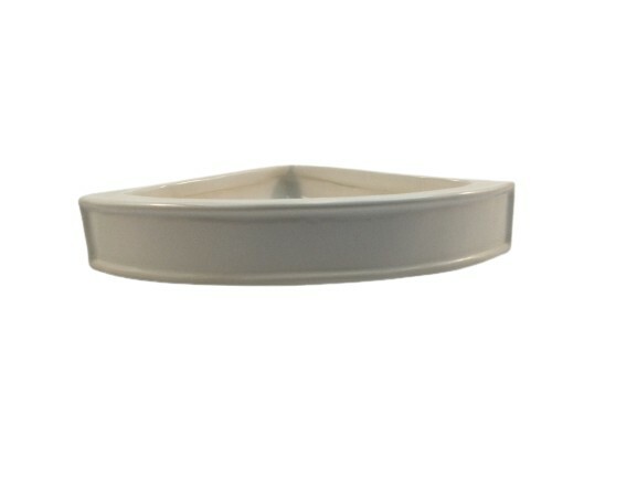 8" Flat back Ceramic Corner Shelf/Basket w/4 drain holes. Easy installation. USA gallery