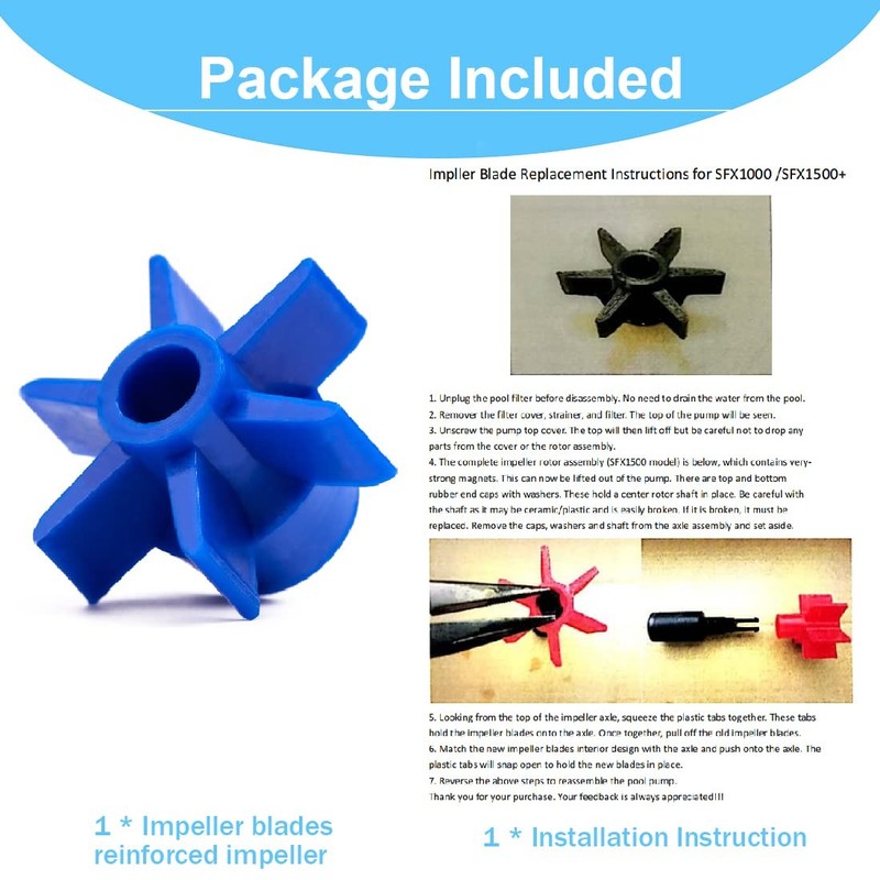Impeller Blades Pool Pump Reinforced Impeller for Summer Waves SFX10001 Pcs Blue gallery