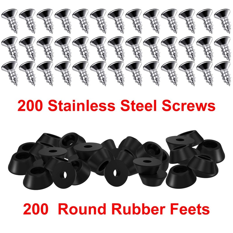 200 Pieces Soft Cutting Board Rubber Feet Stainless Steel Screws, 0.28 x 0.59 gallery