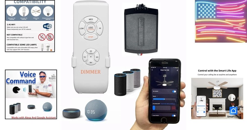 Universal Smart WiFi Ceiling Fan Remote Control Kit, Compatible with Alexa, G... gallery