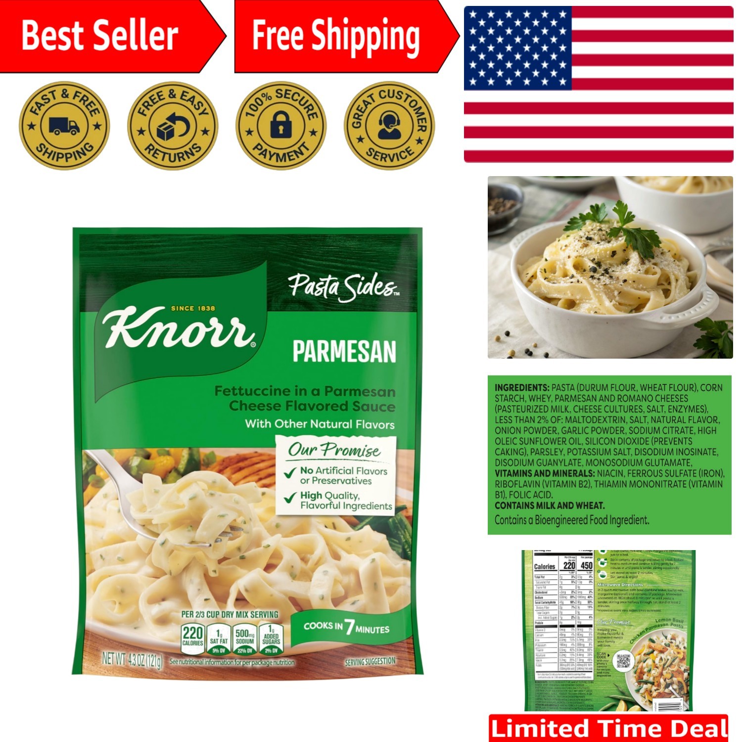 Pasta Sides Parmesan - Quick 7-Minute Side Dish | No Artificial Flavors | 4.3 oz gallery