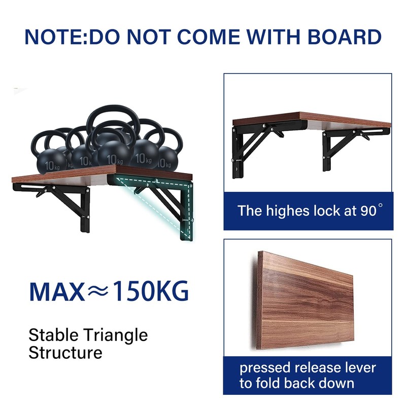 2 PCS 20 Inch Folding Table Hinge Collapsible Wall Mounted Shelf Brackets gallery