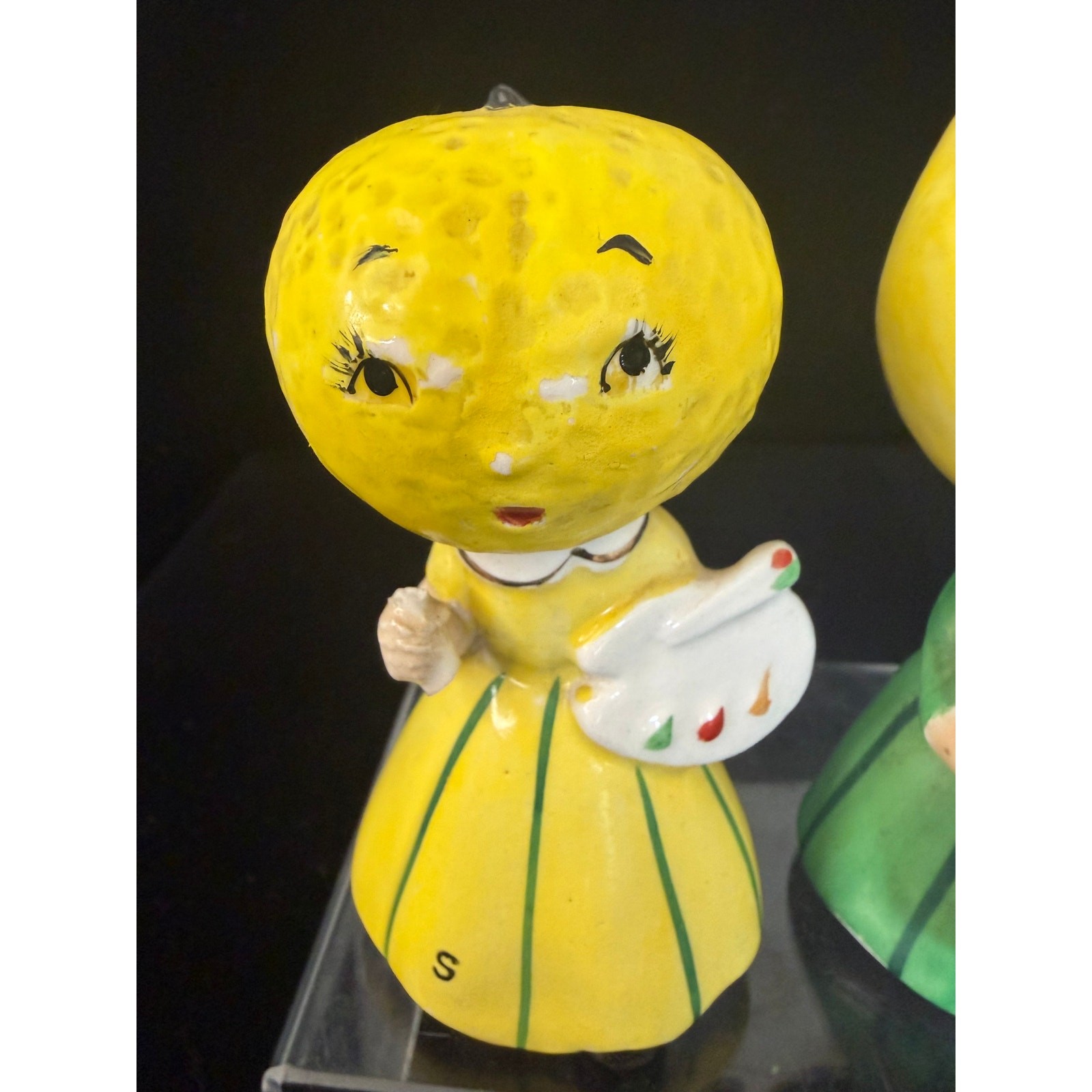 Vintage Napco Anthropomorphic Lemon Salt Pepper Shakers Artist Painter Japan gallery