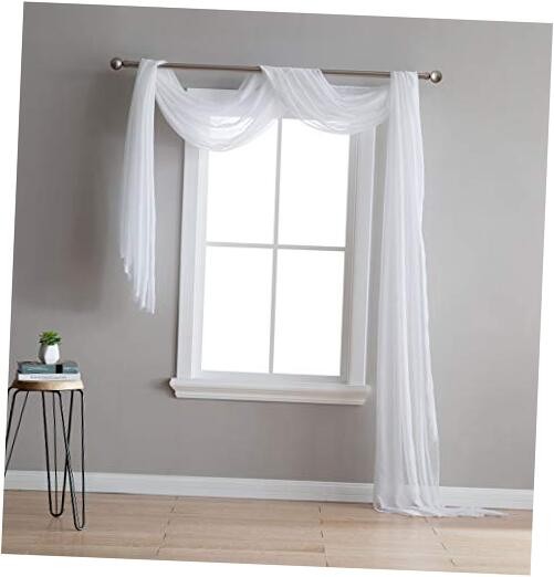 Window Scarf Curtain. Extra Long Window 54"W x 288"L (Pack of 1) White gallery