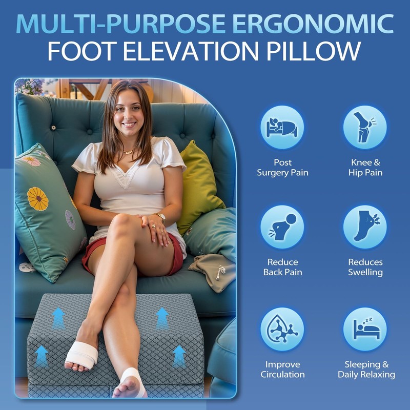 2 Height Adjustable Wedge Leg Pillow for Elevation, Memory Foam Leg Elevation... gallery