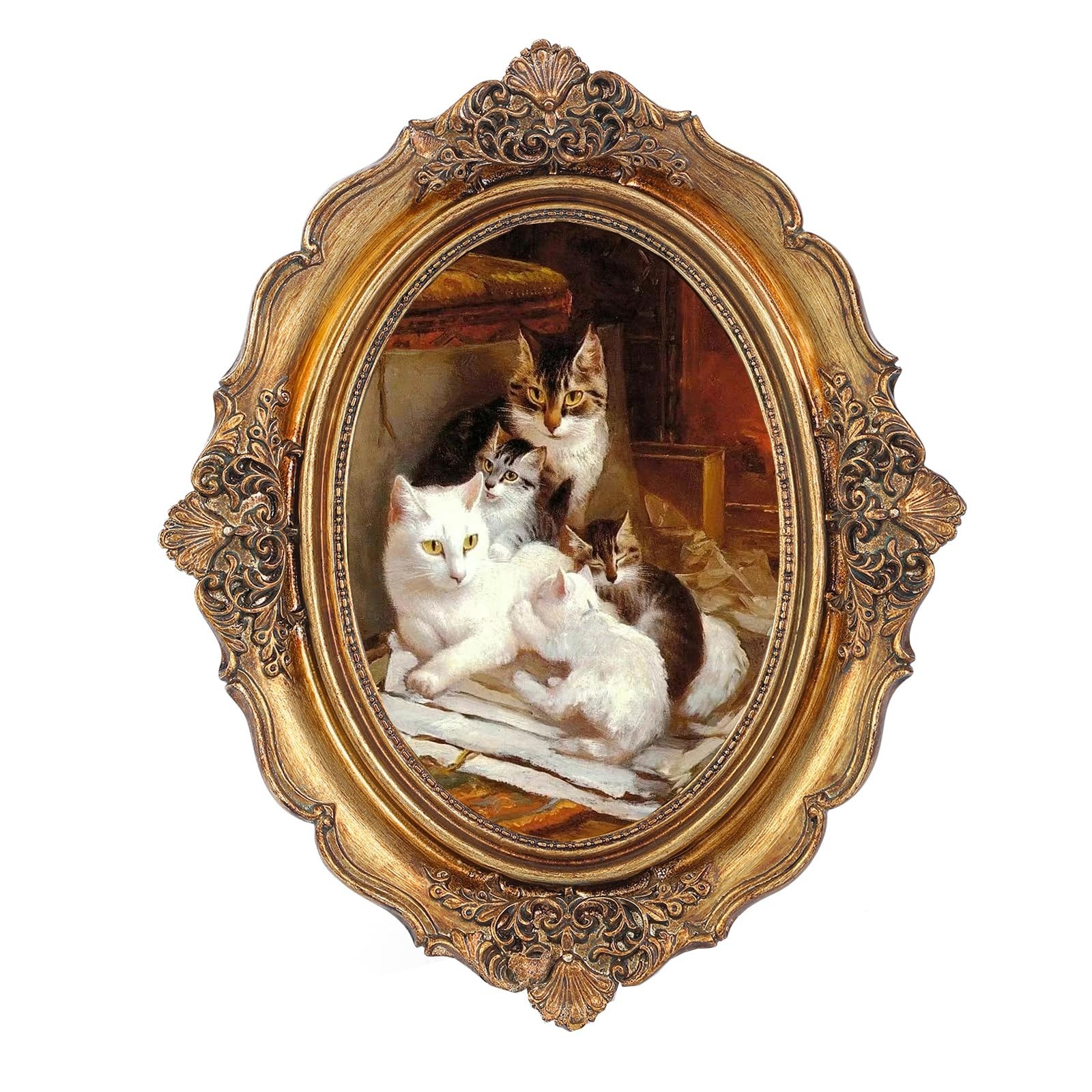 SIKOO Antique Picture Frame 4x6 Oval Picture frame Tabletop and Wall Mount Di... gallery