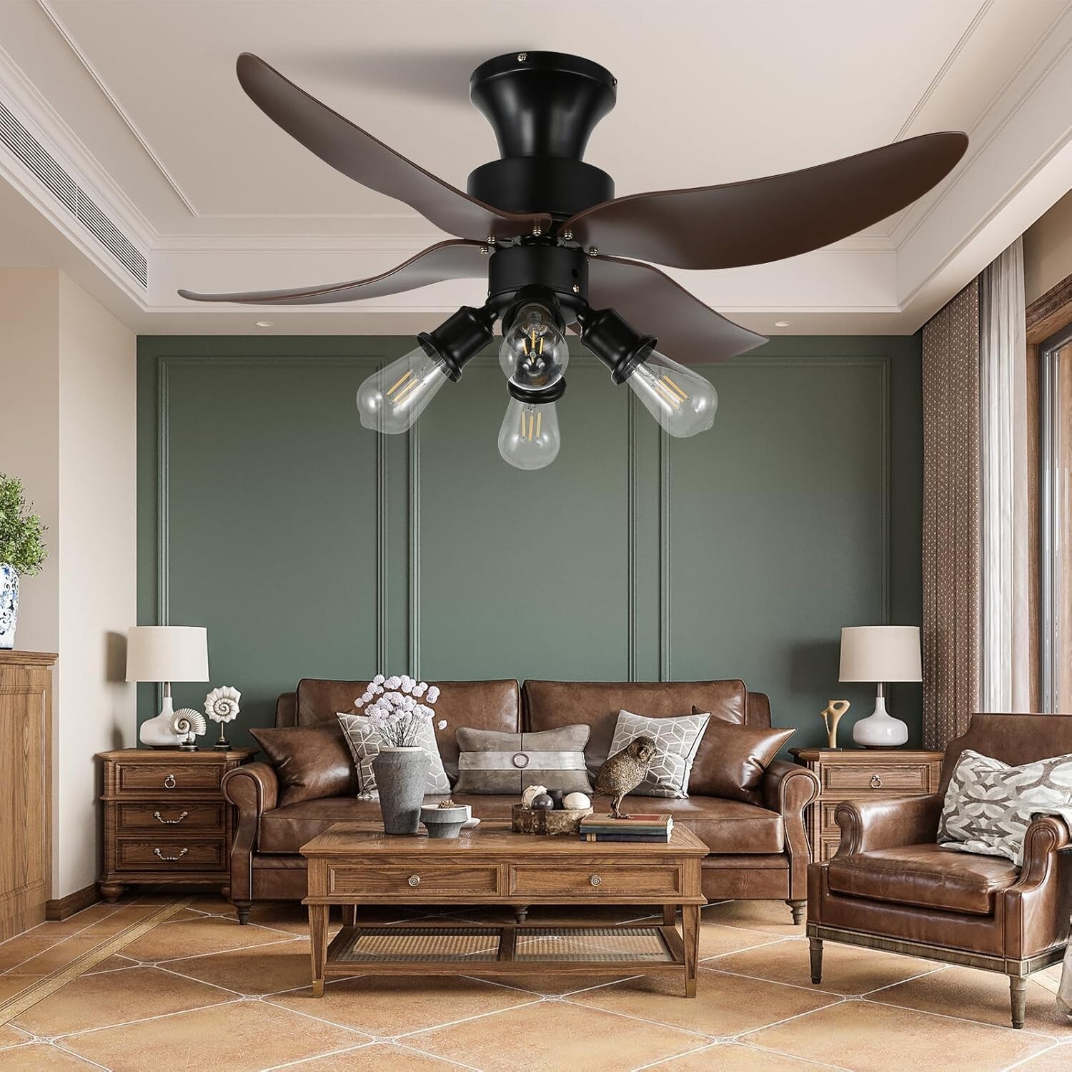 Retro Ceiling Fans with Lights and Remote, 42 Inch Ceiling Fan with 6 Speed gallery