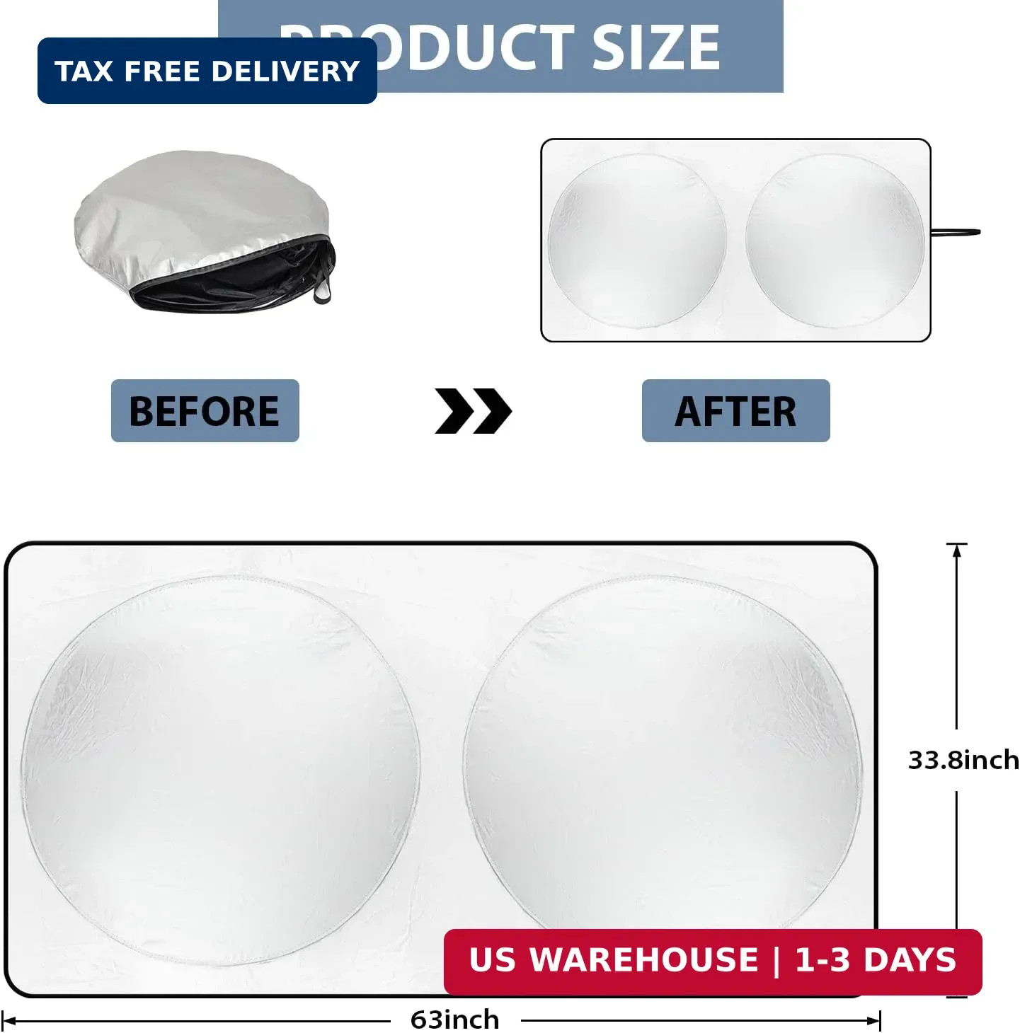 Windshield Sun Shade with Storage Pouch for SUVs, Durable 190T Polyester Sun Shi gallery