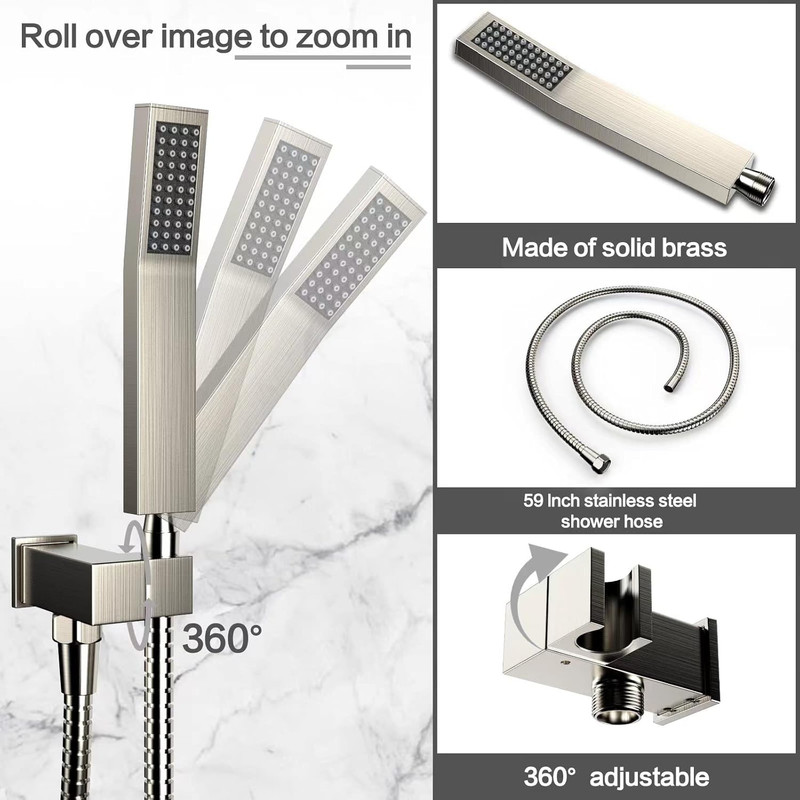 Brushed Nickel Rain Shower System with Handheld Spray and Valve Included gallery