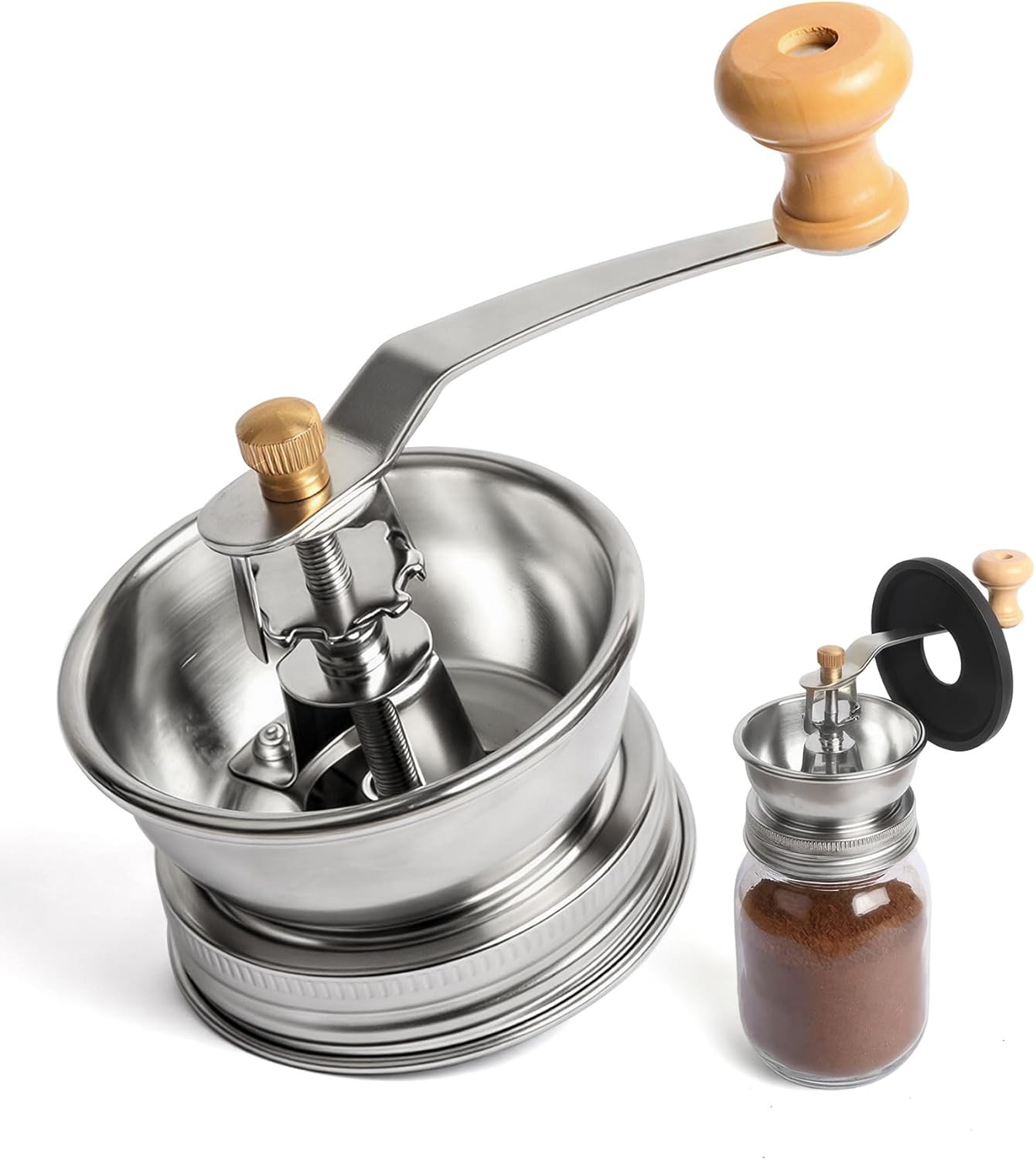 Manual Coffee Grinder Lid for Regular Mouth Mason Jars with Handle Crank, gallery