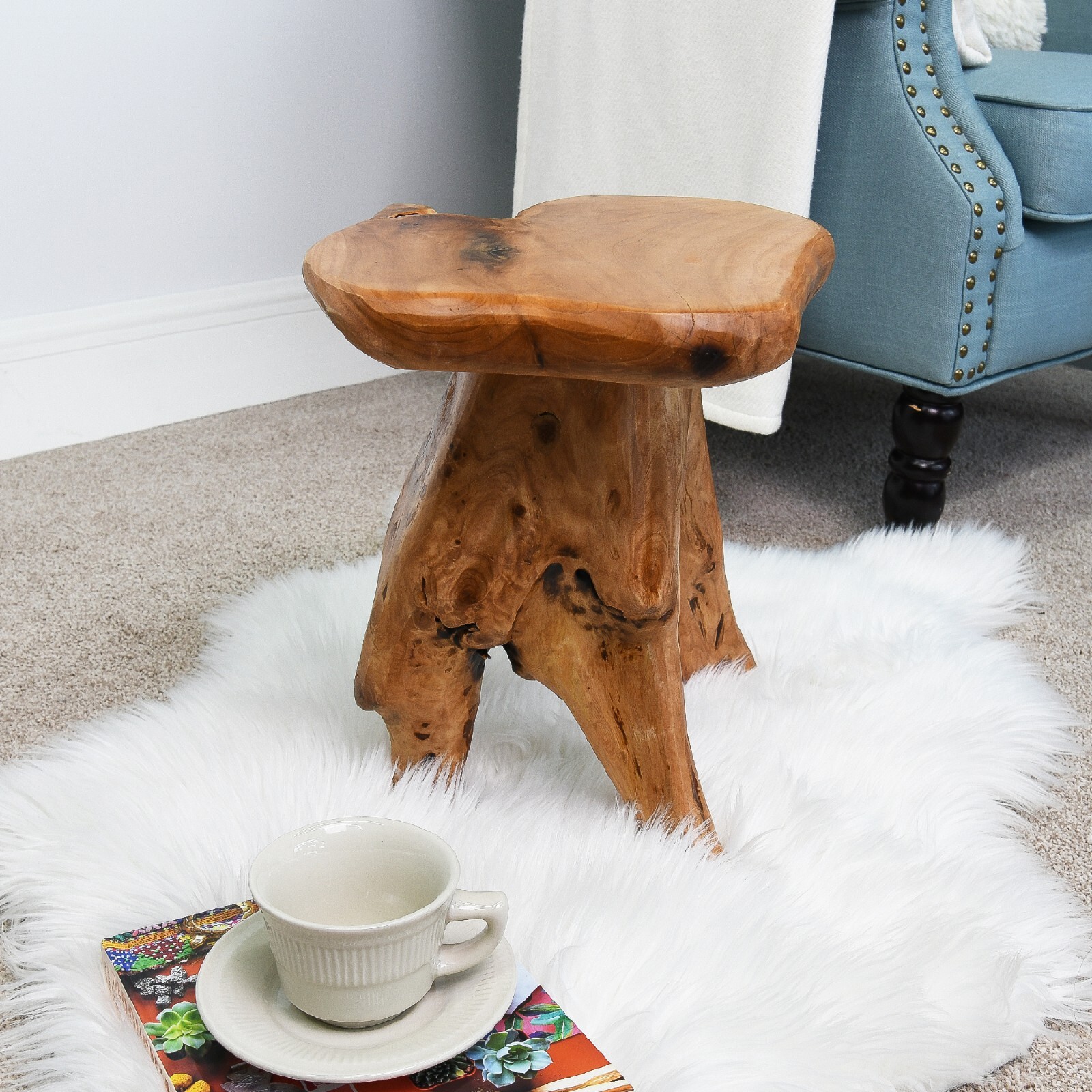 Cedar Roots Plant Stand Naturally Shaped Mushroom Stool Side Table 13.5"x12"x15" gallery