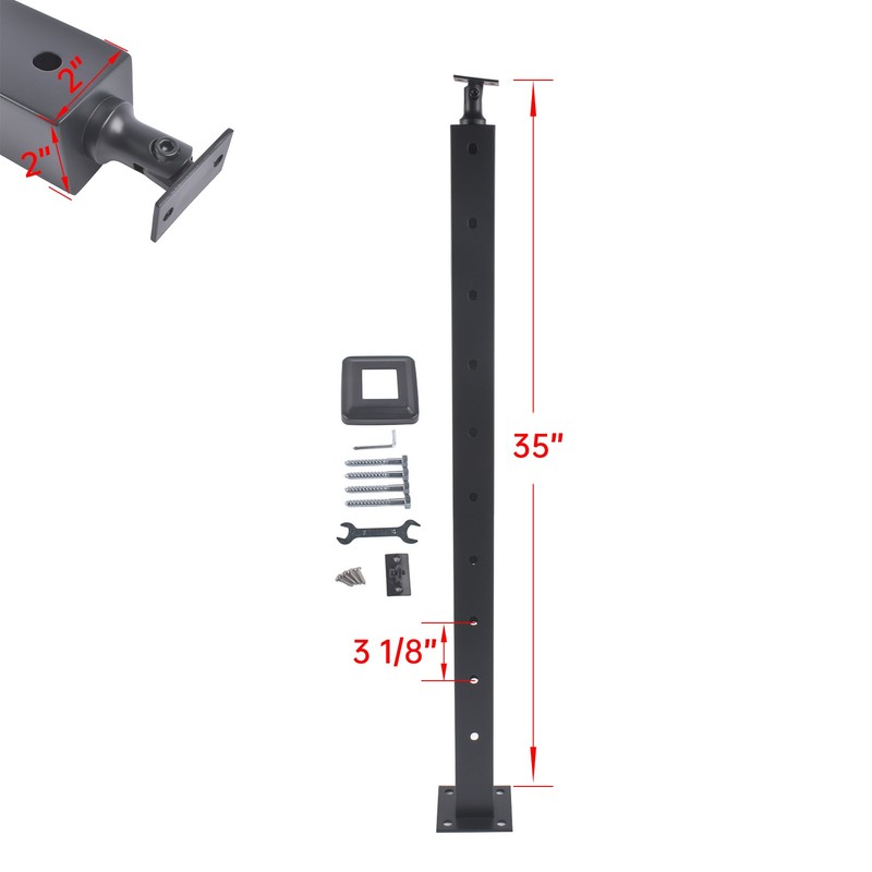 4Pack Black 35" Corner Cable Railing Post - Stainless Steel Surface Mount Kit gallery