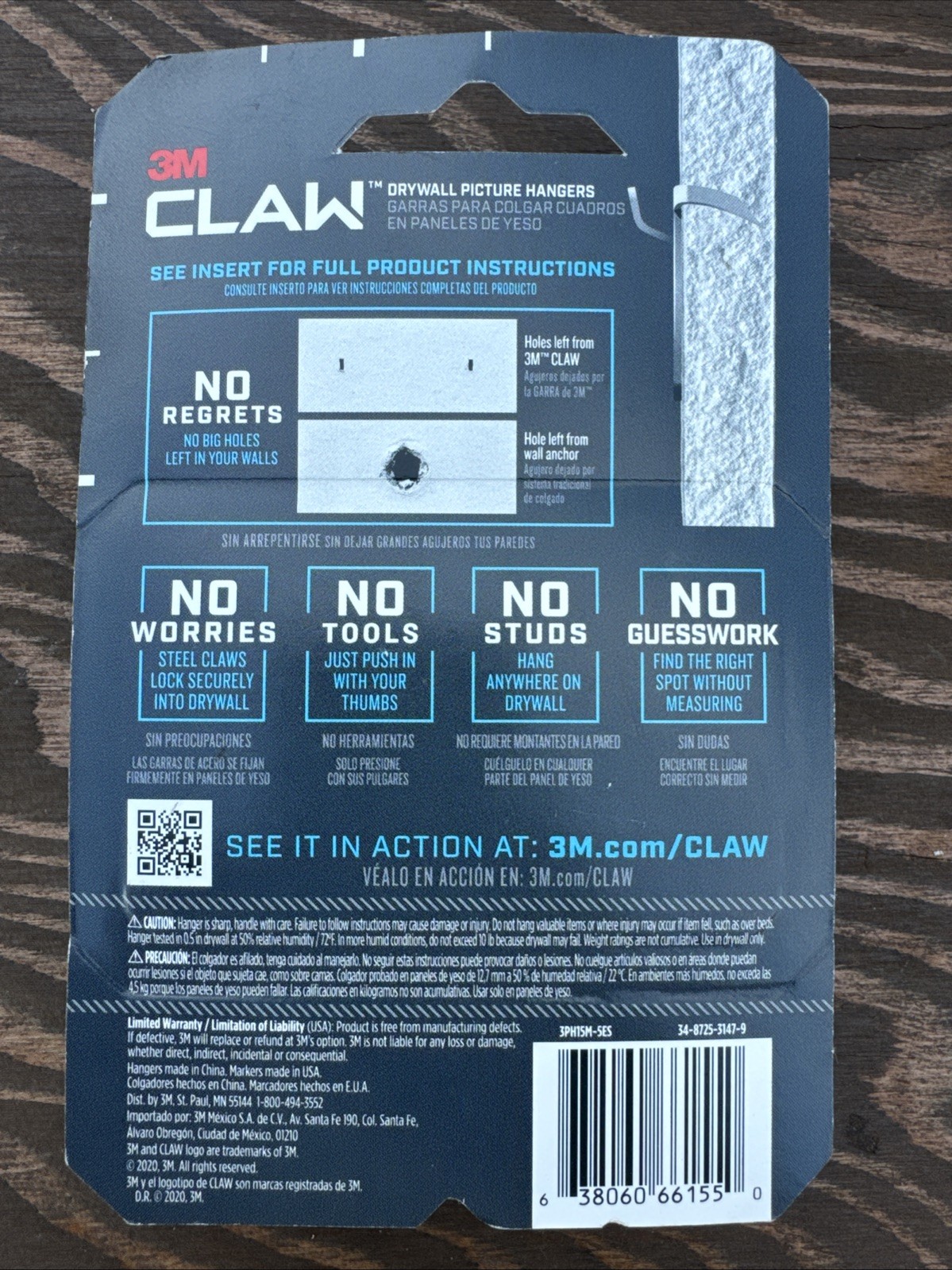 3M CLAW Drywall Picture Hanger Wall Hook 15lb Pack of 5 No Tools Needed gallery