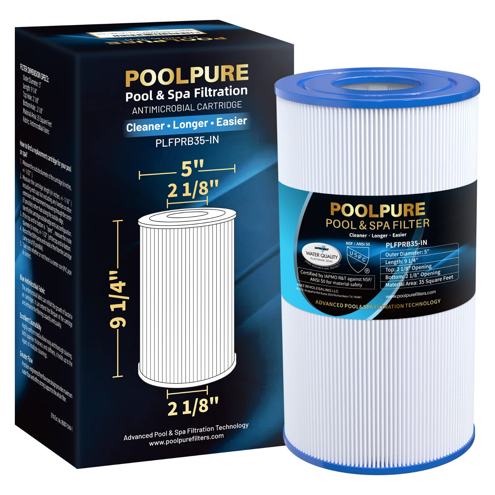 POOLPURE PRB35-IN Spa Filter Replaces Unicel C-4335, Guardian 409-219, 1PACK gallery