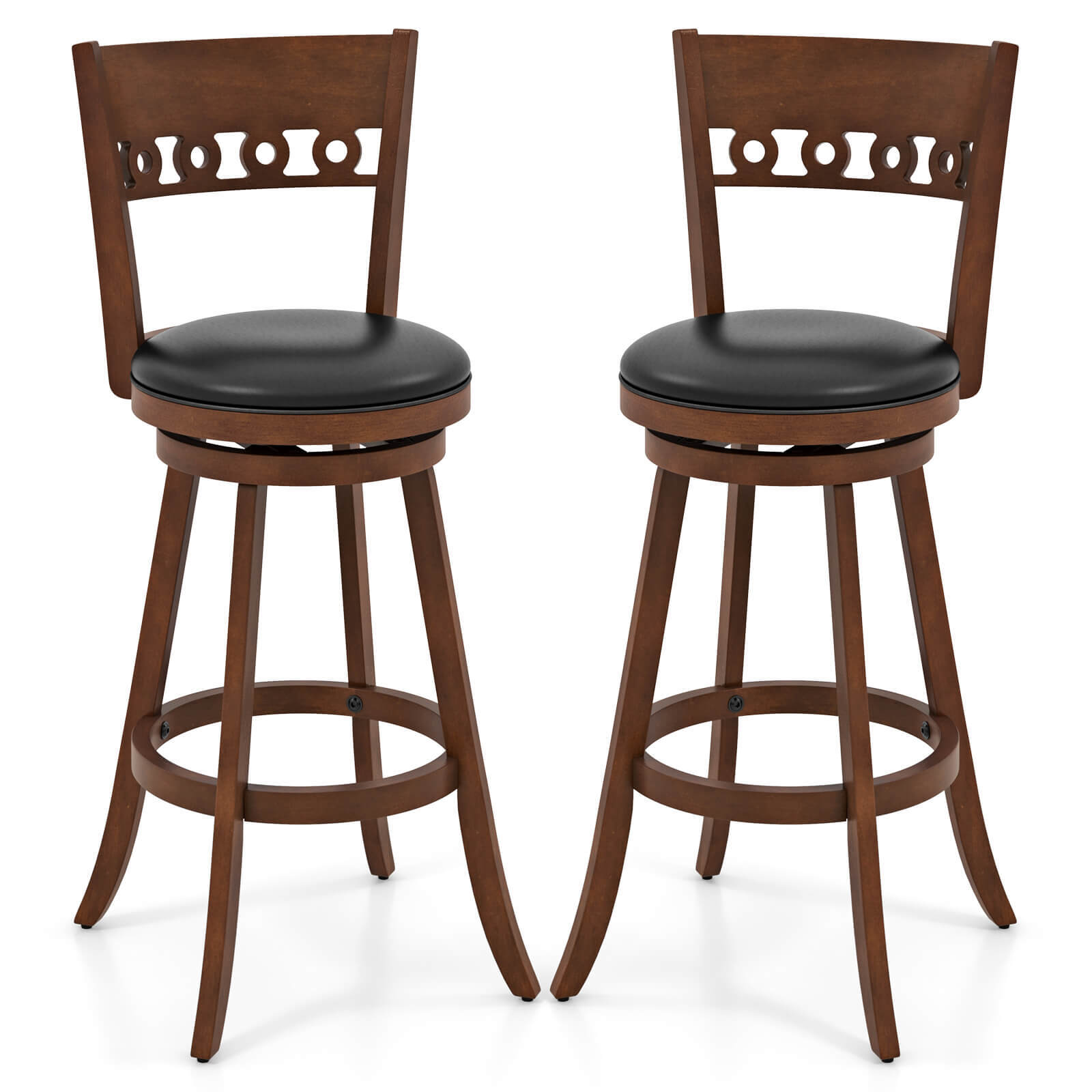 2PCS 30.5" Bar Height Chairs Swivel Bar Stools w/ Rubber Wood Frame gallery
