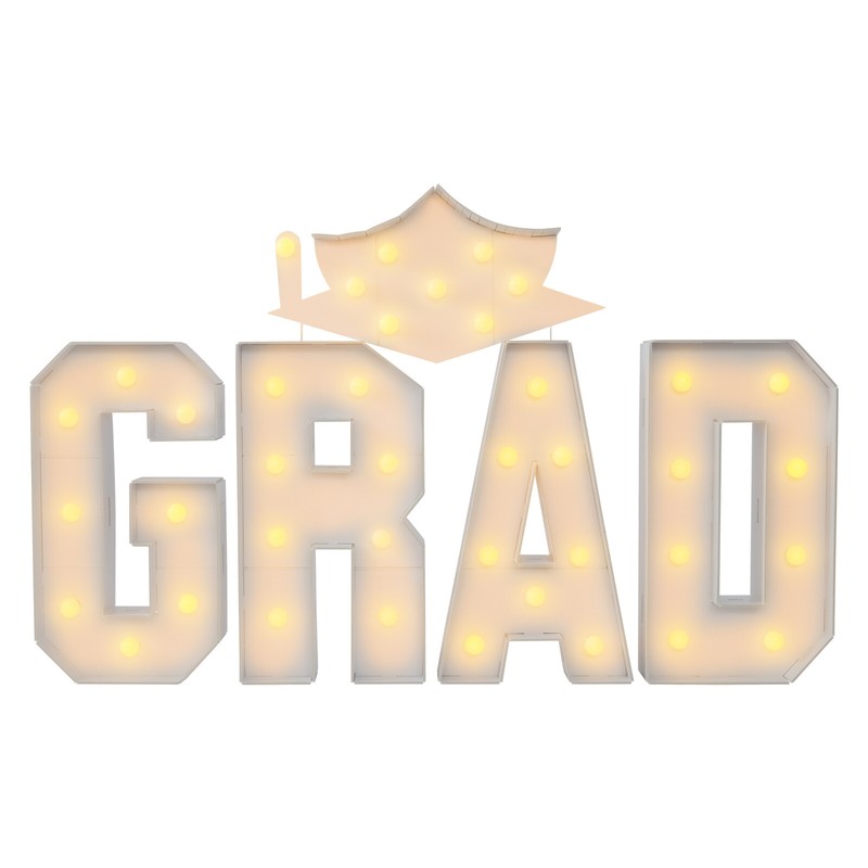 GRAD Graduation LED Lighted Letters with Cap Sign for Party Decor, Photo Props gallery