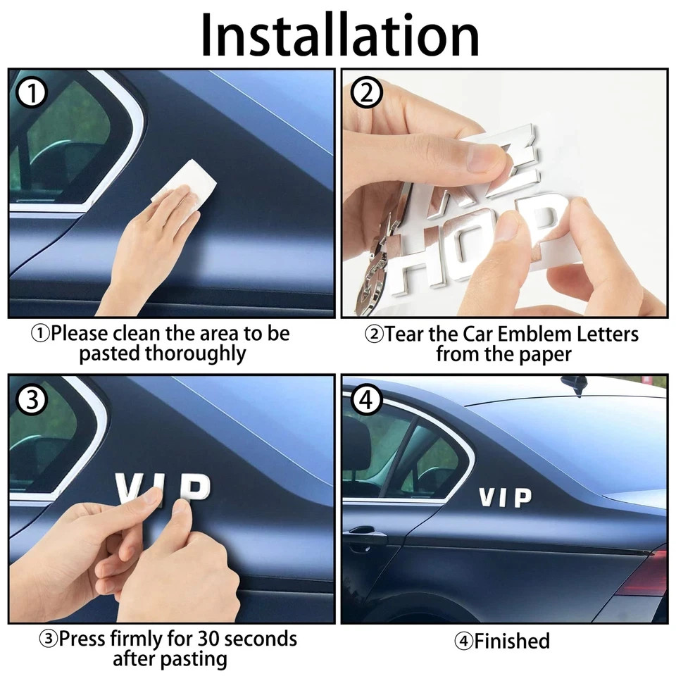43 Pcs Car Emblem Letter Sticker DIY 3D Alphabet Number Symbol Badge Decal gallery