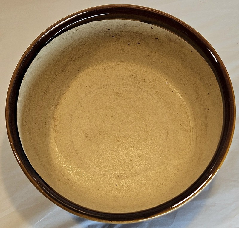 Vintage Rustic Brown Speckled Pottery Decorative Bowl 9.5" Farmhouse Accent gallery