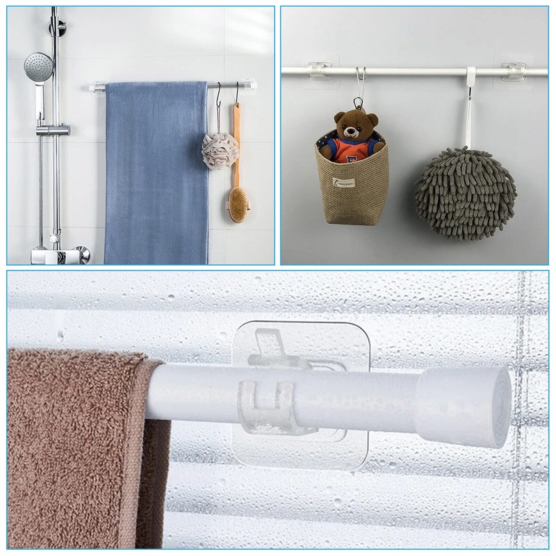 4-12PCS Self Adhesive Curtain Rod Holder, No Drill Curtain Rod Brackets for Home gallery