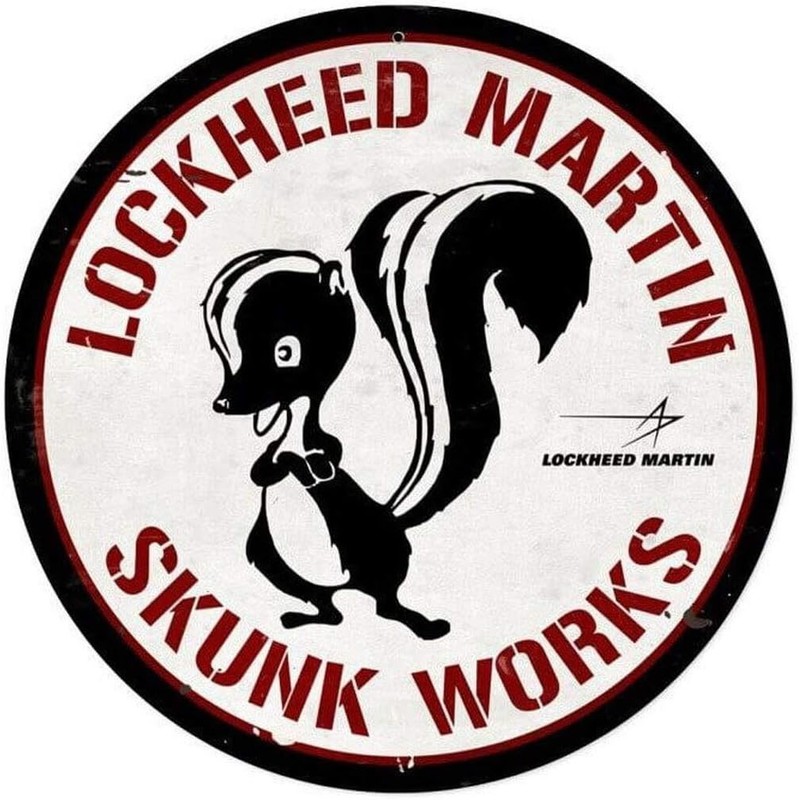 Lockheed Martin Skunk Works Round Metal Sign Vintage Skunk Mascot Tin Wall Decor gallery