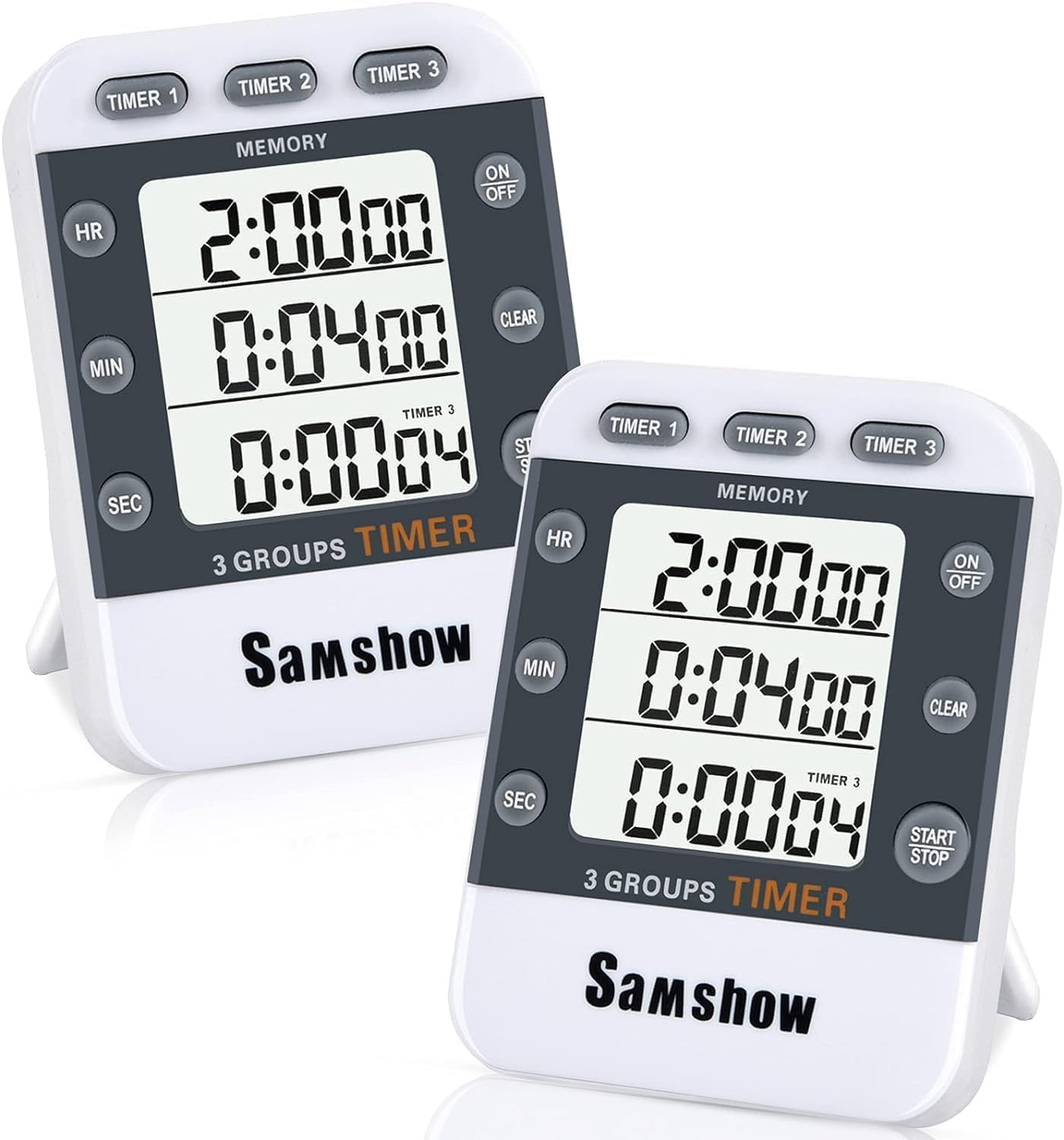 (2 Pack) Digital Kitchen Timers for Cooking Triple Timer Count Up/Down Dual Time gallery